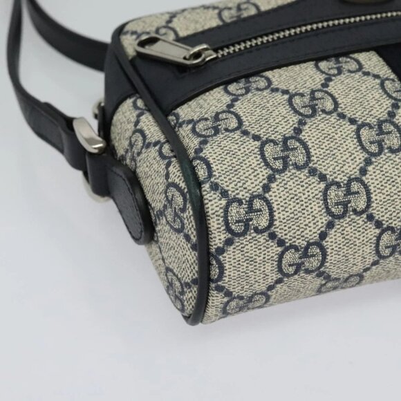 GUCCI GG Supreme Sherry Line Shoulder Bag PVC Navy Red Auth 135549 - Picture 4 of 16